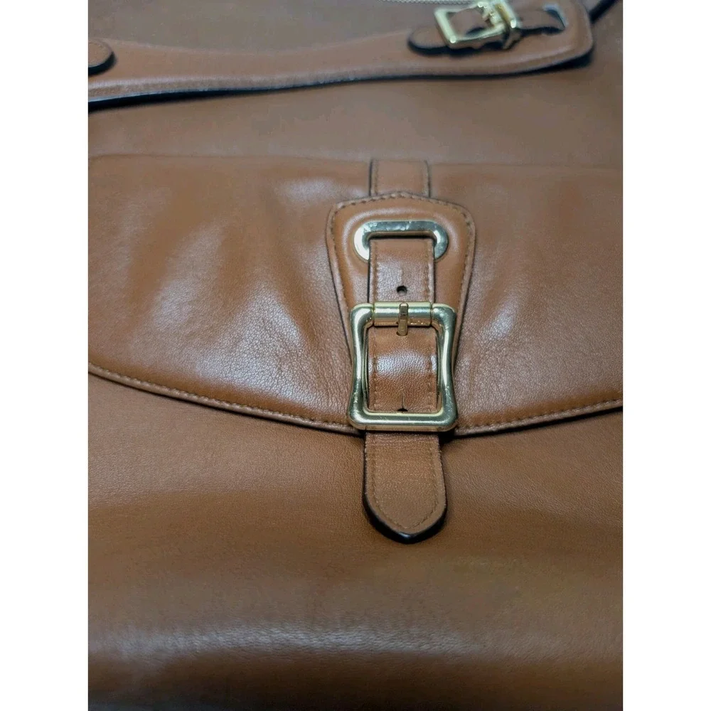 Lauren Ralph Lauren RLL Cognac Leather Hobo Shoulder Bag Gold Hardware Dust‎ Bag